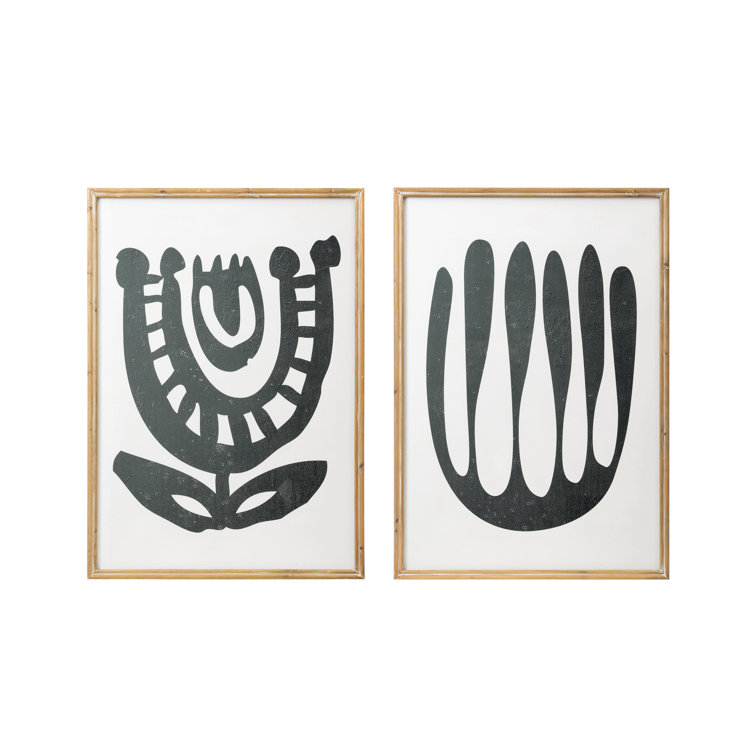 Red Barrel Studio® Abstract Floral Print Wood Framed Wall Décor